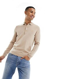 【送料無料】 ファーラー メンズ ニット・セーター アウター Farah Glenarm polo merino wool sweater in beige BEIGE