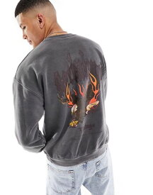 【送料無料】 リクレイム ヴィンテージ メンズ パーカー・スウェット アウター Reclaimed Vintage eagle print sweatshirt in charcoal CHARCOAL