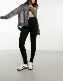 【送料無料】 ノイジーメイ レディース デニムパンツ ボトムス Noisy May Ella super-high waist skinny jeans in black Black