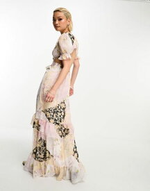 【送料無料】 リクレイム ヴィンテージ レディース ワンピース トップス Reclaimed Vintage limited edition maxi ruffle dress with open tie back in floral print Multi