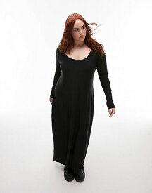 【送料無料】 トップショップ レディース ワンピース トップス Topshop Curve super soft long sleeve shaping midi dress in black Black