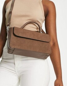 【送料無料】 フレンチコネクション レディース ハンドバッグ バッグ French Connection sculptural top handle bag in tan suede BROWN