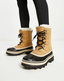 【送料無料】 ソレル レディース ブーツ・レインブーツ シューズ Sorel Caribou waterproof boots in tan BROWN