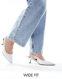 【送料無料】 エイソス レディース ヒール シューズ ASOS DESIGN Wide Fit Strut slingback kitten heeled shoes in white WHITE