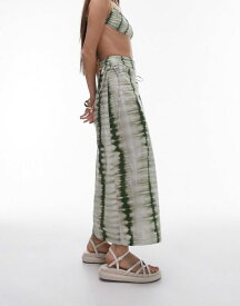 【送料無料】 トップショップ レディース スカート ボトムス Topshop wrap sarong skirt in green tie dye print GREEN