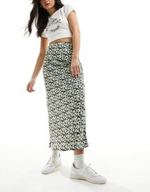 【送料無料】 グラマラス レディース スカート ボトムス Glamorous maxi slip skirt in retro ditsy floral YELLOW RETRO DITSY