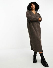 【送料無料】 ユアーズ レディース ワンピース トップス Yours button through knitted dress in camel CAMEL