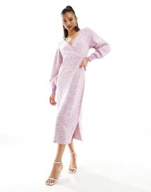 【送料無料】 リバーアイランド レディース ワンピース トップス River Island zebra print wrap midi dress in light pink Black