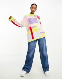 【送料無料】 モンキ レディース ニット・セーター アウター Monki oversized knitted sweater with jacquard color blocking Multi