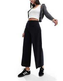 【送料無料】 エイソス レディース カジュアルパンツ ボトムス ASOS DESIGN structured culotte pants with linen in black Black