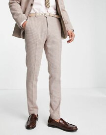 【送料無料】 エイソス メンズ カジュアルパンツ ボトムス ASOS DESIGN skinny wool mix suit pants in stone dogtooth STONE