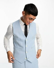 【送料無料】 エイソス メンズ ベスト トップス ASOS DESIGN wedding super skinny suit vest in pale blue Pale Blue
