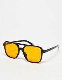 【送料無料】 エイソス レディース サングラス・アイウェア アクセサリー ASOS DESIGN fine frame aviator fashion glasses with orange lens Multi