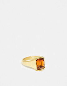 【送料無料】 リクレイム ヴィンテージ レディース リング アクセサリー Reclaimed Vintage amber stone gold ring in stainless steel GOLD