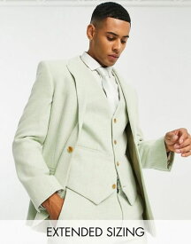 【送料無料】 エイソス メンズ ジャケット・ブルゾン アウター ASOS DESIGN super skinny wool mix suit jacket in dusky green twill LIGHT GREEN