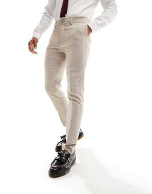 【送料無料】 エイソス メンズ カジュアルパンツ ボトムス ASOS DESIGN skinny suit pants in stone basketweave STONE
