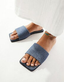 【送料無料】 エイソス レディース サンダル シューズ ASOS DESIGN Fig square toe flat sandals in denim blue DENIM