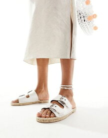 【送料無料】 エイソス レディース サンダル シューズ ASOS DESIGN Jada double buckle espadrille sandals in white WHITE