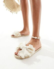 【送料無料】 エイソス レディース サンダル シューズ ASOS DESIGN Jem bow espadrille mule sandals in natural NATURAL