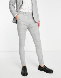【送料無料】 エイソス メンズ カジュアルパンツ ボトムス ASOS DESIGN super skinny suit pants in gray crosshatch Gray