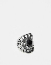 【送料無料】 リクレイム ヴィンテージ レディース リング アクセサリー Reclaimed Vintage unisex stone ring in stainless steel SILVER