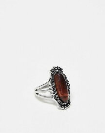 【送料無料】 リクレイム ヴィンテージ レディース リング アクセサリー Reclaimed Vintage stone ring in stainless steel SILVER