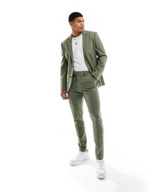 【送料無料】 エイソス メンズ カジュアルパンツ ボトムス ASOS DESIGN skinny suit pants in khaki twill Khaki