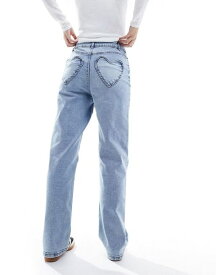 【送料無料】 ミスセルフフリッジ レディース デニムパンツ ジーンズ ボトムス Miss Selfridge heart pocket straight leg jean in mid wash blue LIGHT WAS BLUE