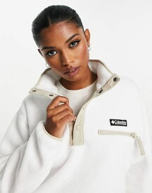 【送料無料】 コロンビア レディース パーカー・スウェット アウター Columbia Helvetia cropped 1/2 snap neck fleece in white Exclusive to ASOS White