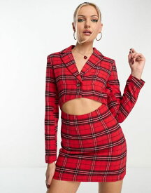 【送料無料】 ハートブレーク レディース ワンピース トップス Heartbreak structured blazer mini dress in red plaid Red/black
