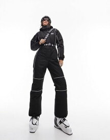 【送料無料】 トップショップ レディース ジャケット・ブルゾン アウター Topshop Sno ski suit with hood and belt in black Black