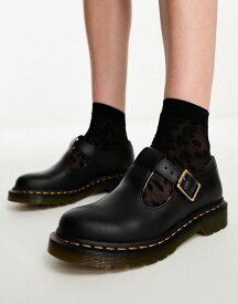 【送料無料】 ドクターマーチン レディース パンプス シューズ Dr Martens Polley t bar shoes in black smooth leather Black