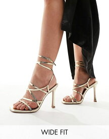 【送料無料】 エイソス レディース サンダル シューズ ASOS DESIGN Wide Fit Native strappy heeled sandals in gold GOLD