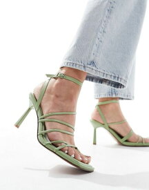 【送料無料】 エイソス レディース サンダル シューズ ASOS DESIGN Hamper strappy mid heeled sandals in green GREEN