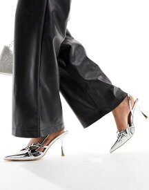 【送料無料】 パブリックデザイア レディース パンプス シューズ Public Desire smoosh front strap heeled shoes in silver Silver