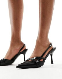 【送料無料】 パブリックデザイア レディース パンプス シューズ Public Desire smoosh front strap heeled shoes in black Black