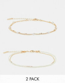 【送料無料】 アルド レディース ブレスレット・バングル・アンクレット アクセサリー ALDO Gloretha multipack of pearl anklets in gold Gold