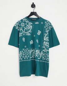 【送料無料】 メニス メンズ Tシャツ トップス Mennace T-shirt in forest green paisley GREEN