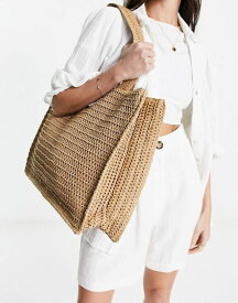 【送料無料】 サウスビーチ レディース トートバッグ バッグ South Beach straw woven shoulder beach tote bag in beige Beige
