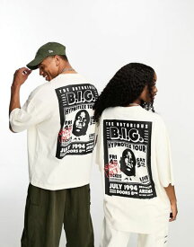 【送料無料】 エイソス レディース Tシャツ トップス ASOS DESIGN unisex oversized T-shirt with Biggie Smalls print in off white Off-white