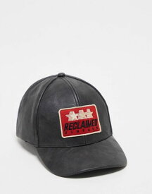 【送料無料】 リクレイム ヴィンテージ レディース 帽子 アクセサリー Reclaimed Vintage unisex faux leather motocross logo cap in black Black