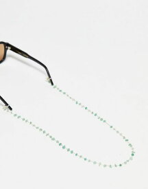 【送料無料】 エイソス レディース サングラス・アイウェア アクセサリー ASOS DESIGN sunglasses chain with green real semi precious chippings in gold tone Gold