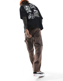 【送料無料】 エイソス メンズ デニムパンツ ボトムス ASOS DESIGN straight leg jeans in dark brown wash with carpenter detailing Brown