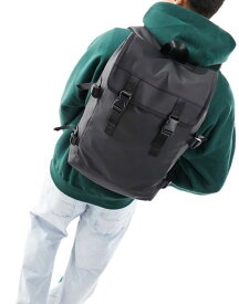 【送料無料】 エイソス メンズ バックパック・リュックサック バッグ ASOS DESIGN double strap rubberized backpack in black Black