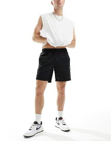 【送料無料】 エイソス メンズ ハーフパンツ・ショーツ ボトムス ASOS DESIGN slim nylon shorts with piping detail in black Black