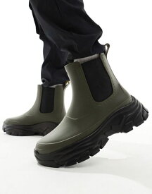 【送料無料】 エイソス メンズ ブーツ・レインブーツ シューズ ASOS DESIGN rubber boots in khaki Khaki