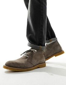 【送料無料】 オールセインツ メンズ ブーツ・レインブーツ シューズ AllSaints Bilton suede lace-up boots in taupe Taupe