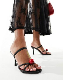 【送料無料】 パブリックデザイア レディース サンダル シューズ Public Desire Cherish strappy heeled sandals with cherry in black Black/red