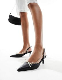 【送料無料】 パブリックデザイア レディース サンダル シューズ Public Desire Rai pointed heeled mule in black and cream Cream/Black