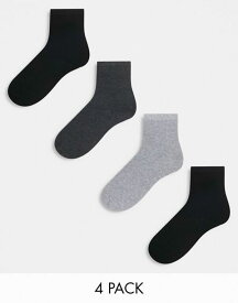 【送料無料】 リンデックス レディース 靴下 アンダーウェア Lindex 4 pack socks in gray and black tones Multi